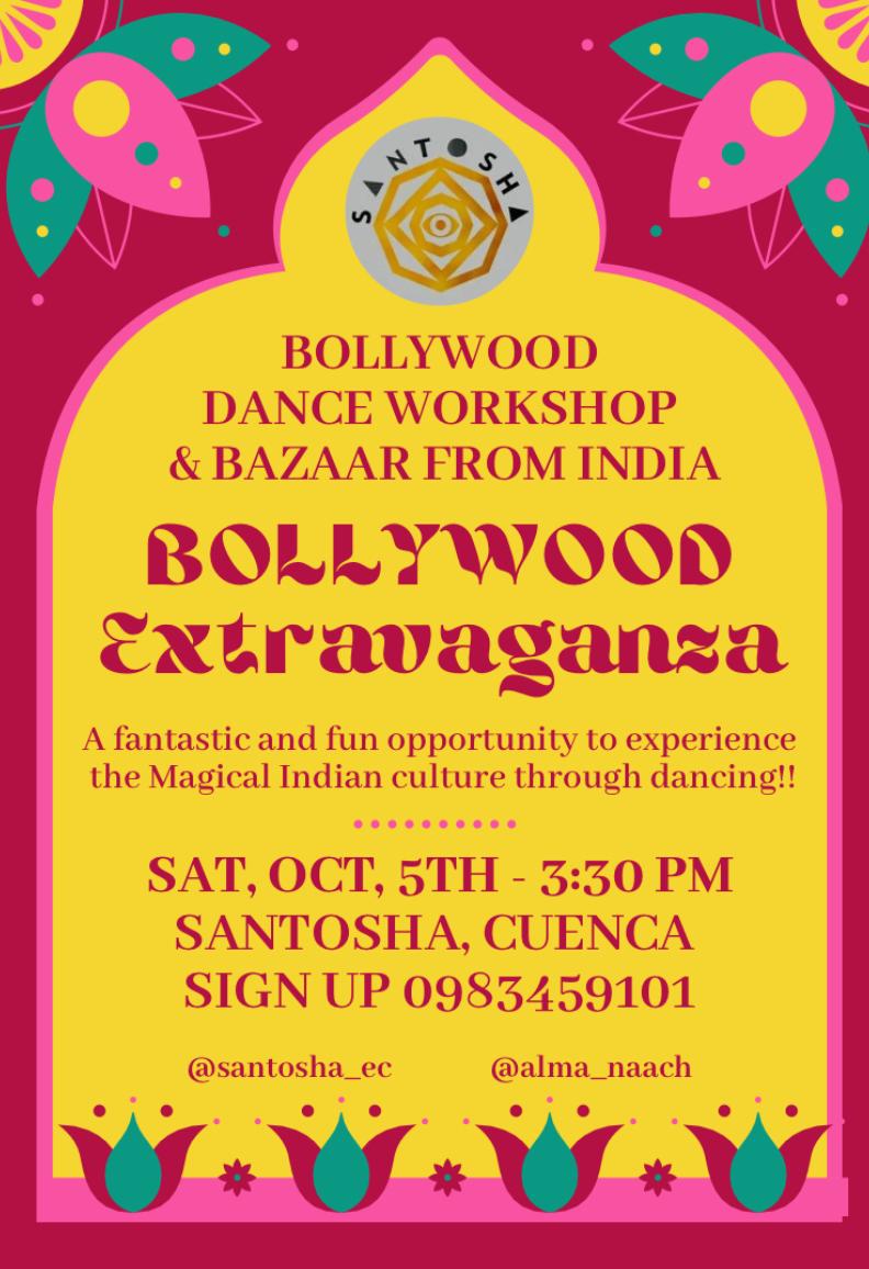 Bollywood Extravaganza Flier for workshop at Santosha